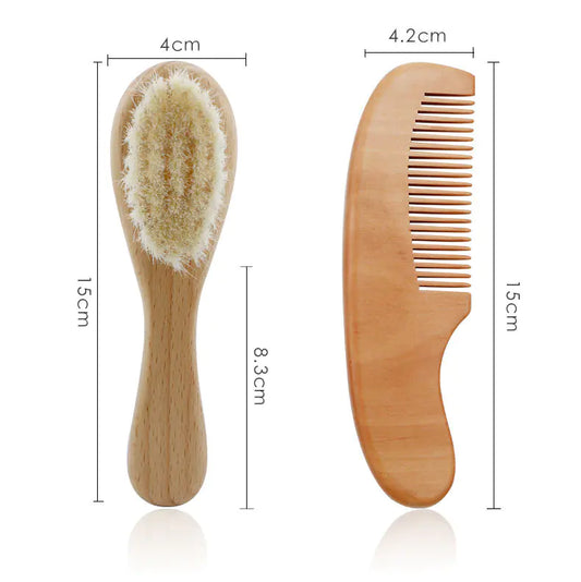 Set de Brosse en Laine pour Bébé pour la Douche et le Toilettage