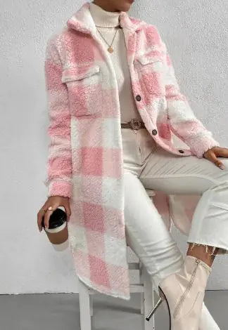 Sweatshirt Long en Polaire à Carreaux - Doux, Chaud et Tendance