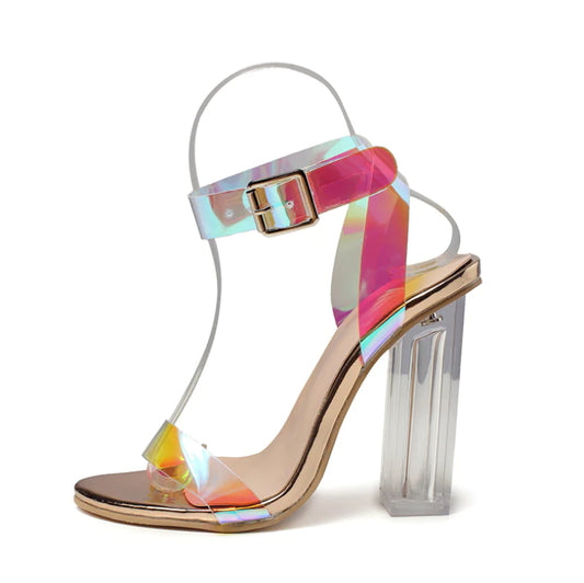 Sandales Colorées à Talons Hauts pour Femme avec Boucle Élégante