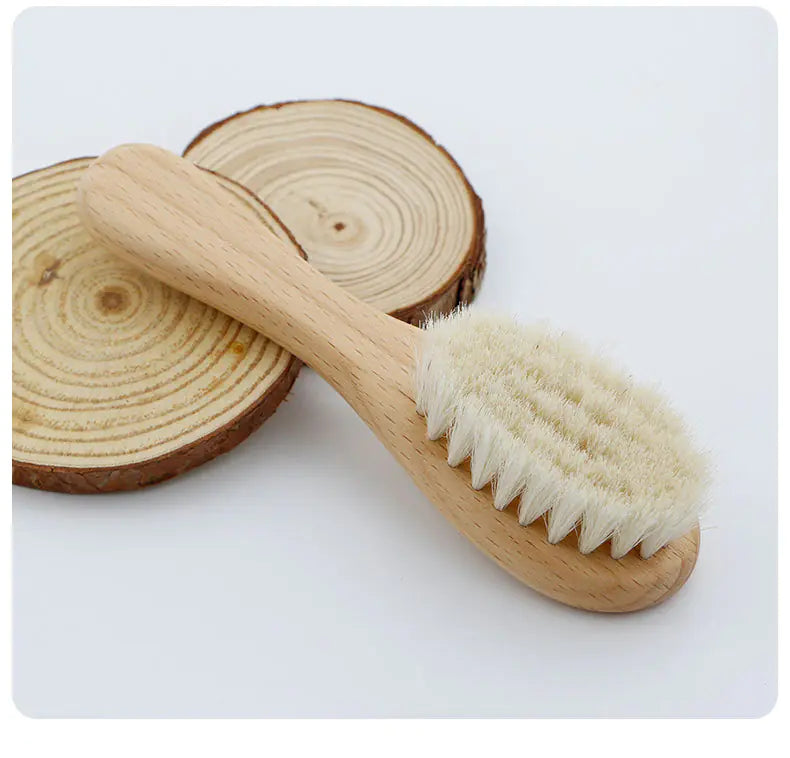 Set de Brosse en Laine pour Bébé pour la Douche et le Toilettage