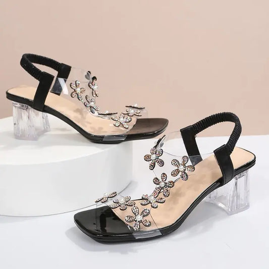 Sandales à Talons Hauts pour Femme - Élégantes, Antidérapantes & Confortables avec Strass