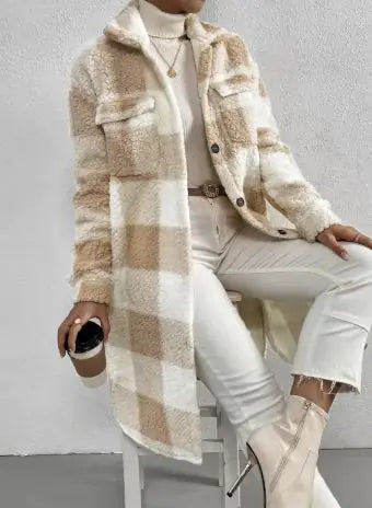 Sweatshirt Long en Polaire à Carreaux - Doux, Chaud et Tendance