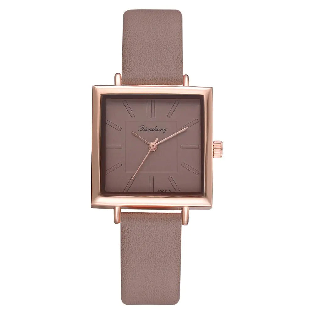 Montre Carrée Élégante pour Femmes - Bracelet en Cuir Chic & Mouvement Quarts Fiable
