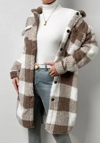 Sweatshirt Long en Polaire à Carreaux - Doux, Chaud et Tendance