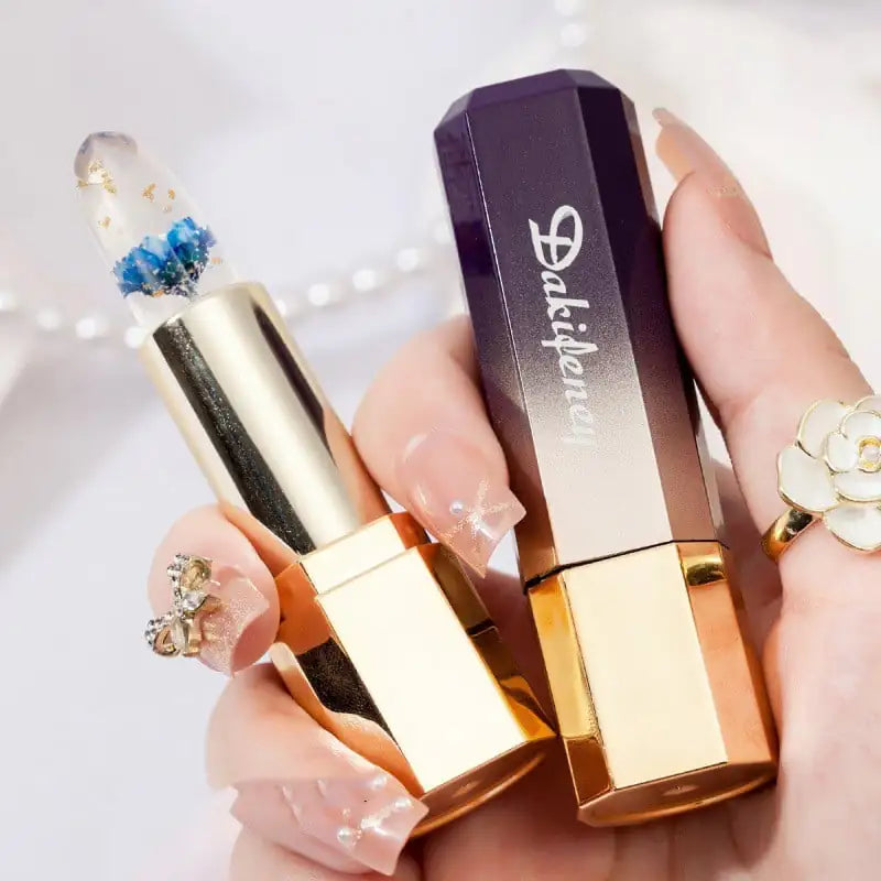 Rouge à Lèvres Changeant de Couleur Pétale Fleur avec Finition en Gelée