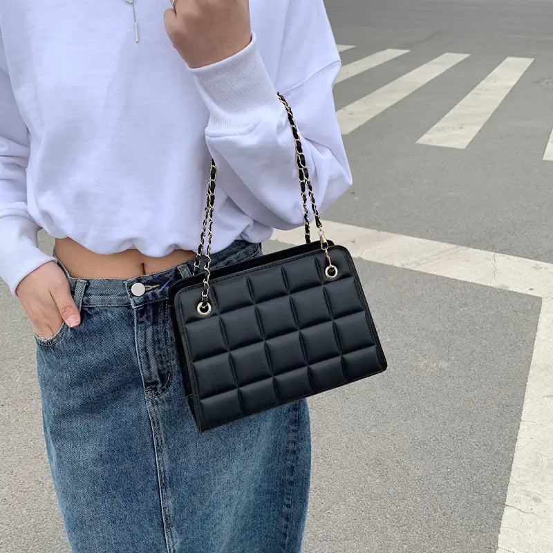Sac Bandoulière Croisé à Texture à Carreaux pour Femme - Élégance et Praticité au Quotidien