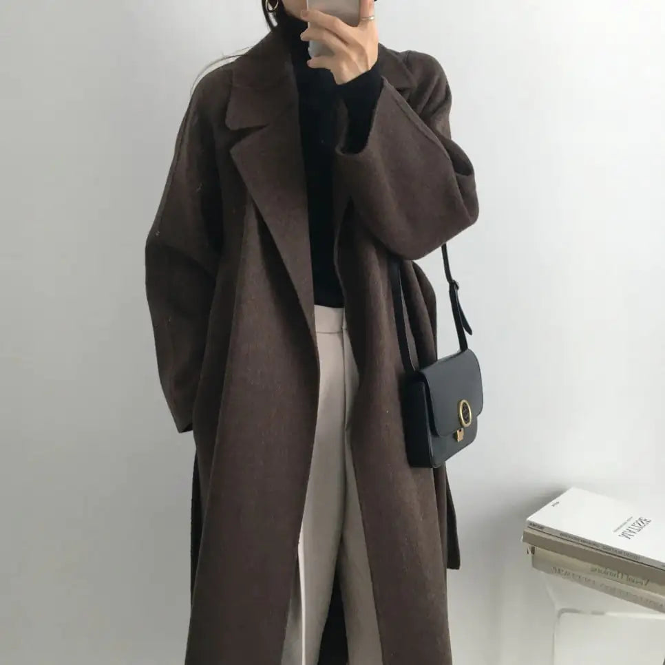 Manteau Long en Laine pour Femme - Chic, Élégant & Confortable