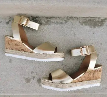 Sandales à Talon Compensé pour Femme avec Boucle Élégante