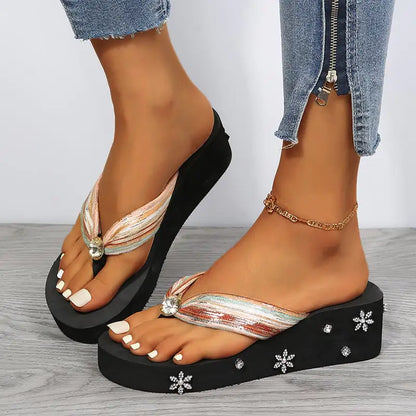 Sandales Tongs à Strass pour Femmes - Confort & Élégance Été