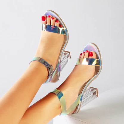 Sandales Colorées à Talons Hauts pour Femme avec Boucle Élégante