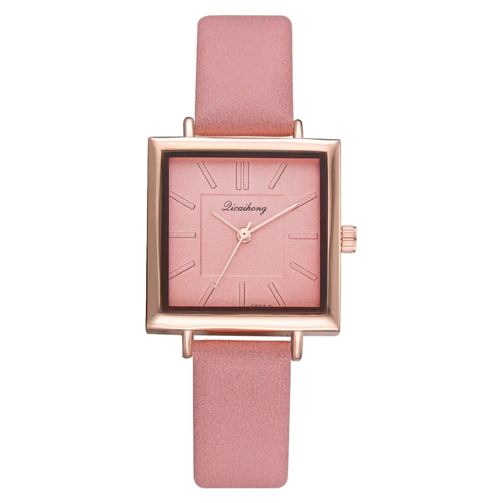 Montre Carrée Élégante pour Femmes - Bracelet en Cuir Chic & Mouvement Quarts Fiable