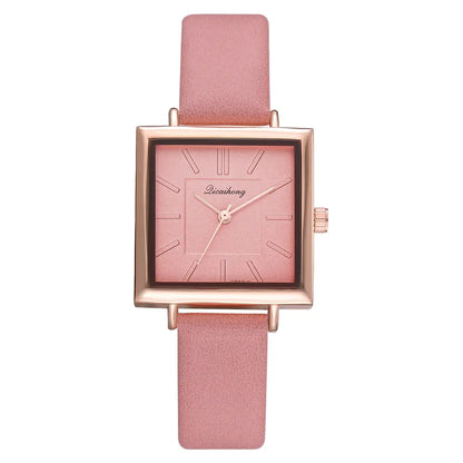 Montre Carrée Élégante pour Femmes - Bracelet en Cuir Chic & Mouvement Quarts Fiable