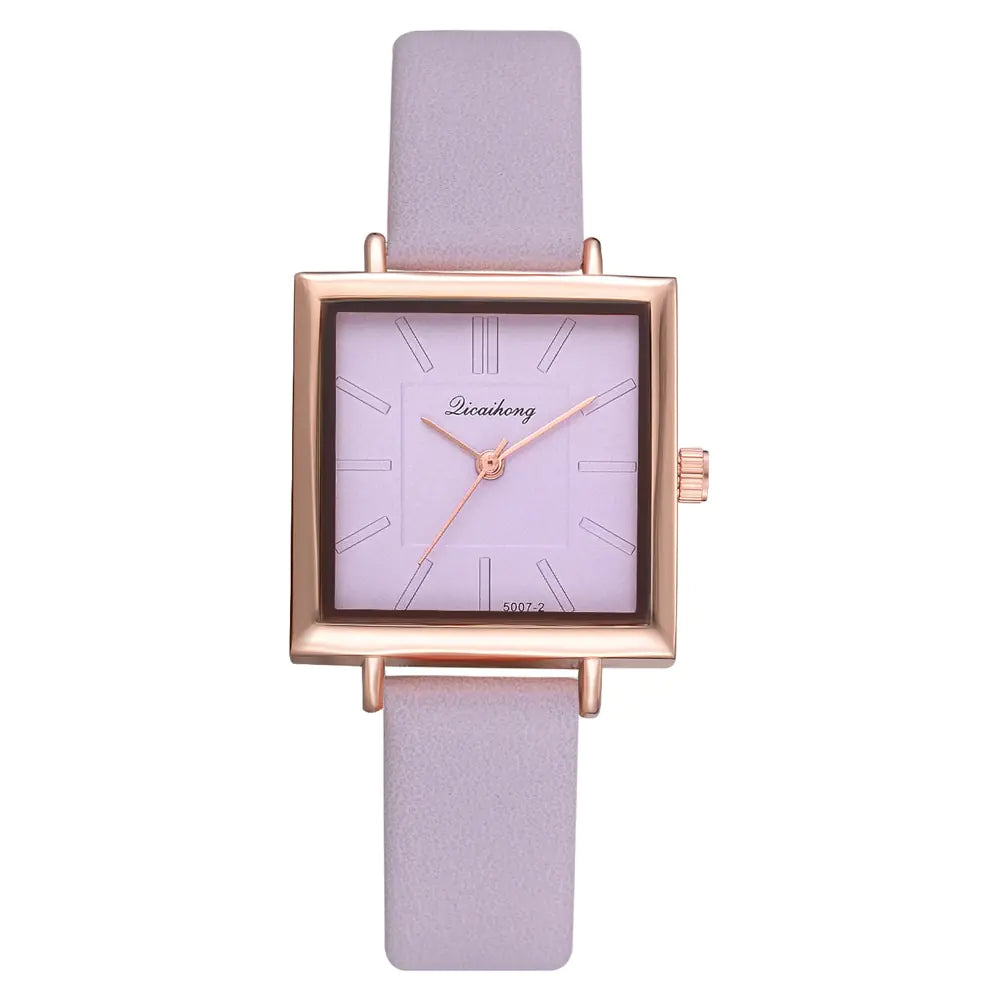 Montre Carrée Élégante pour Femmes - Bracelet en Cuir Chic & Mouvement Quarts Fiable