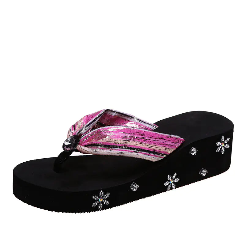 Sandales Tongs à Strass pour Femmes - Confort & Élégance Été