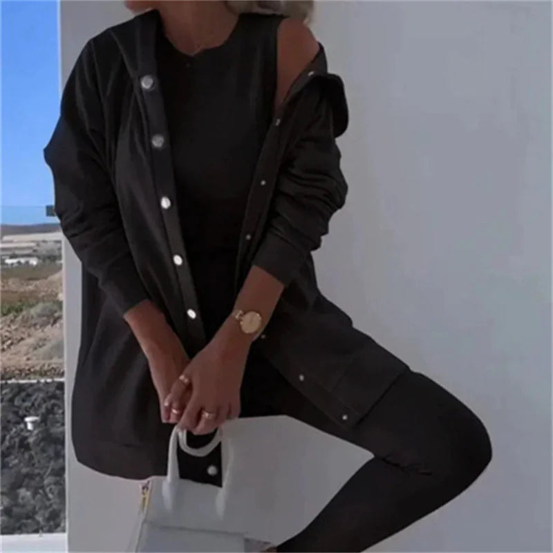 Ensemble 3 Pièces Femme - Débardeur, Gilet et Pantalon Décontracté