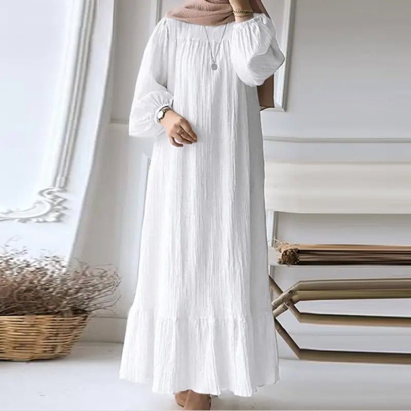 Robe Maxi Vintage Femme Musulmane - Élégance Modeste avec Ourlet à Volants