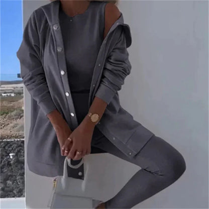 Ensemble 3 Pièces Femme - Débardeur, Gilet et Pantalon Décontracté