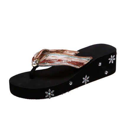 Sandales Tongs à Strass pour Femmes - Confort & Élégance Été
