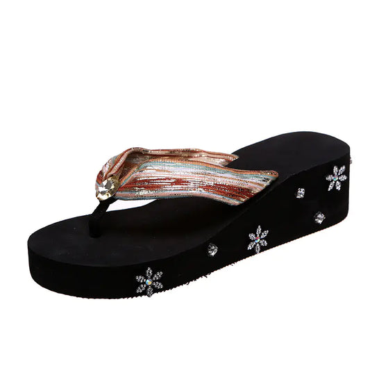 Sandales Tongs à Strass pour Femmes - Confort & Élégance Été