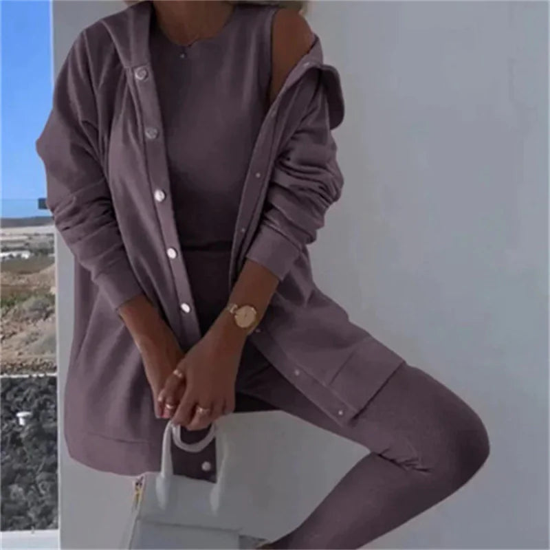 Ensemble 3 Pièces Femme - Débardeur, Gilet et Pantalon Décontracté