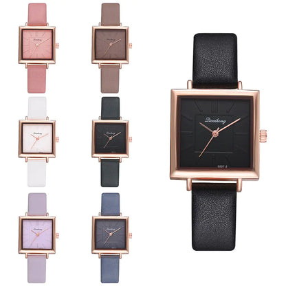 Montre Carrée Élégante pour Femmes - Bracelet en Cuir Chic & Mouvement Quarts Fiable