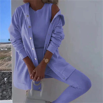 Ensemble 3 Pièces Femme - Débardeur, Gilet et Pantalon Décontracté