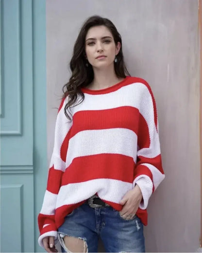 Pull Rayé Colorblock Femme - Style Décontracté et Confort