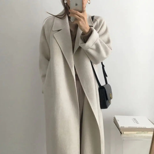 Manteau Long en Laine pour Femme - Chic, Élégant & Confortable