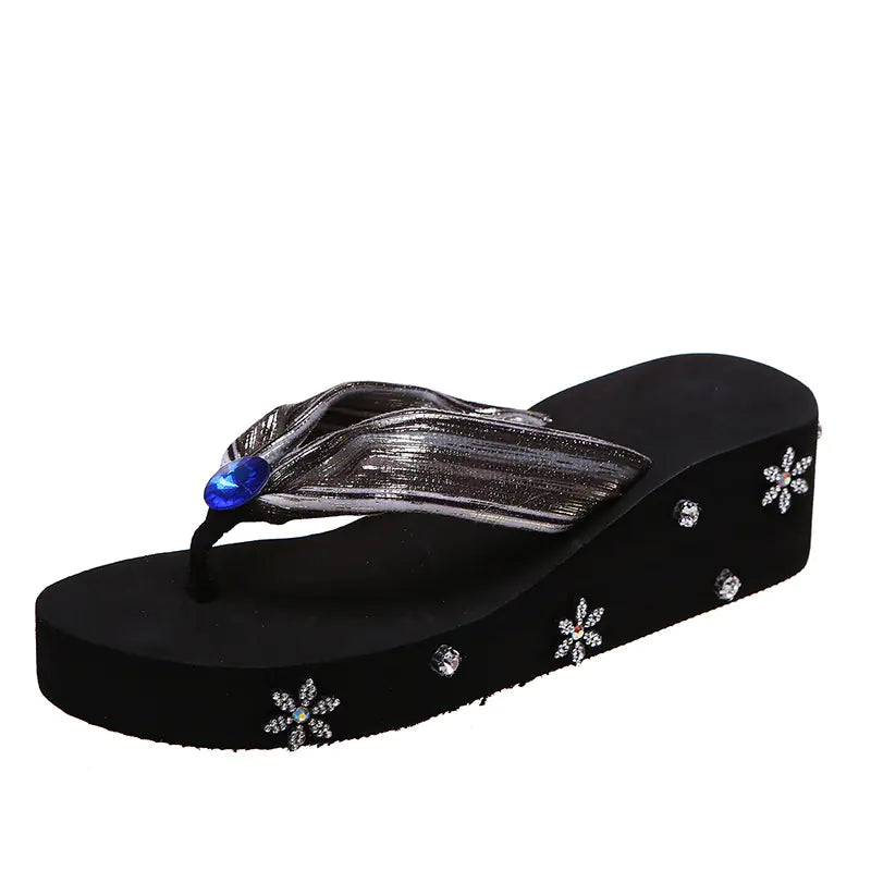 Sandales Tongs à Strass pour Femmes - Confort & Élégance Été