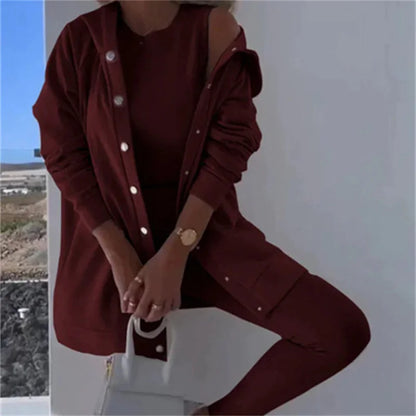 Ensemble 3 Pièces Femme - Débardeur, Gilet et Pantalon Décontracté
