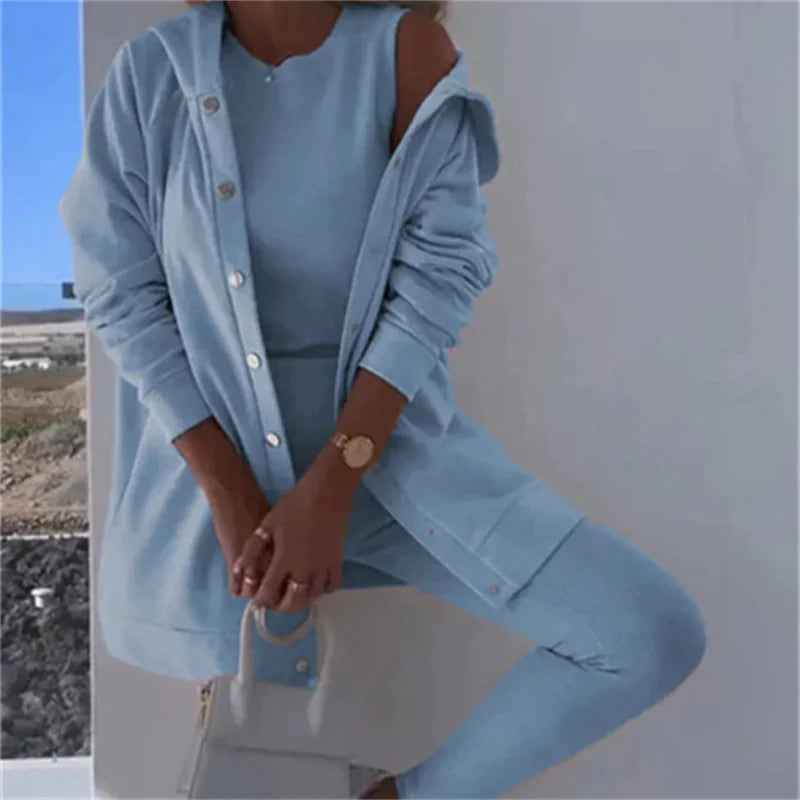 Ensemble 3 Pièces Femme - Débardeur, Gilet et Pantalon Décontracté