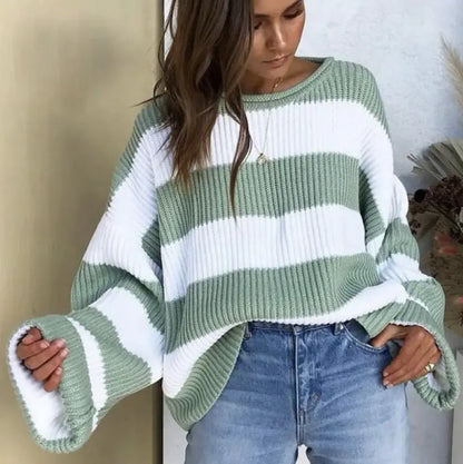 Pull Rayé Colorblock Femme - Style Décontracté et Confort