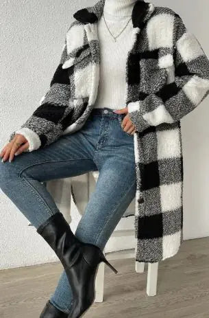 Sweatshirt Long en Polaire à Carreaux - Doux, Chaud et Tendance