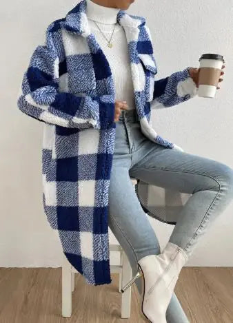 Sweatshirt Long en Polaire à Carreaux - Doux, Chaud et Tendance
