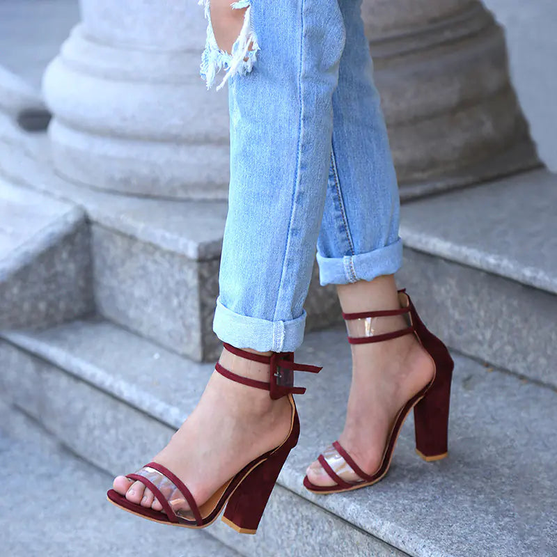 Sandales à Talon Épais avec Boucle - Élégance & Confort pour Femme