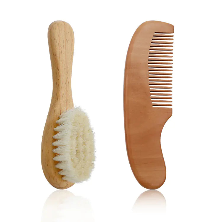 Set de Brosse en Laine pour Bébé pour la Douche et le Toilettage
