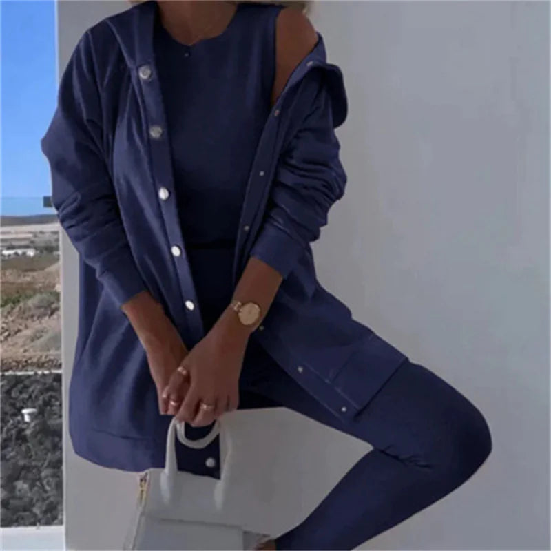 Ensemble 3 Pièces Femme - Débardeur, Gilet et Pantalon Décontracté