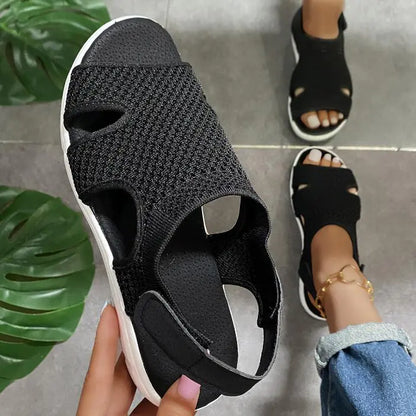 Sandales Plates Respirantes Tissées pour Femmes - Confort & Élégance Estivale