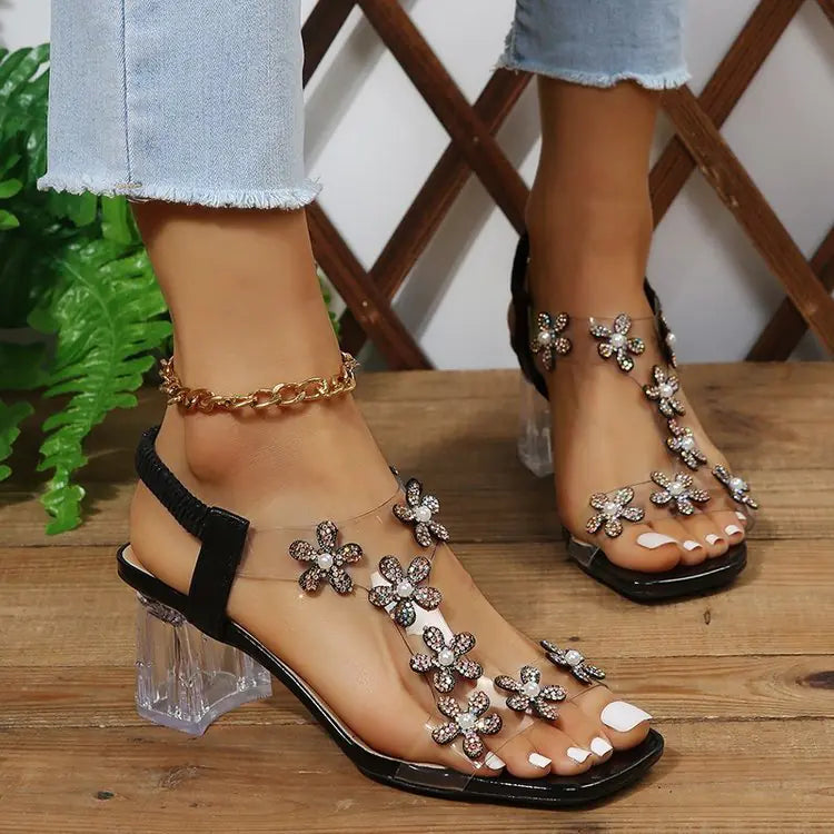 Sandales à Talons Hauts pour Femme - Élégantes, Antidérapantes & Confortables avec Strass